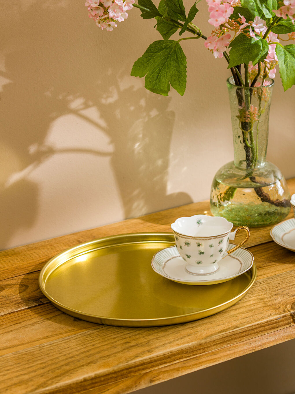 Sarı Dekoratif Metal Tepsi 25 cm