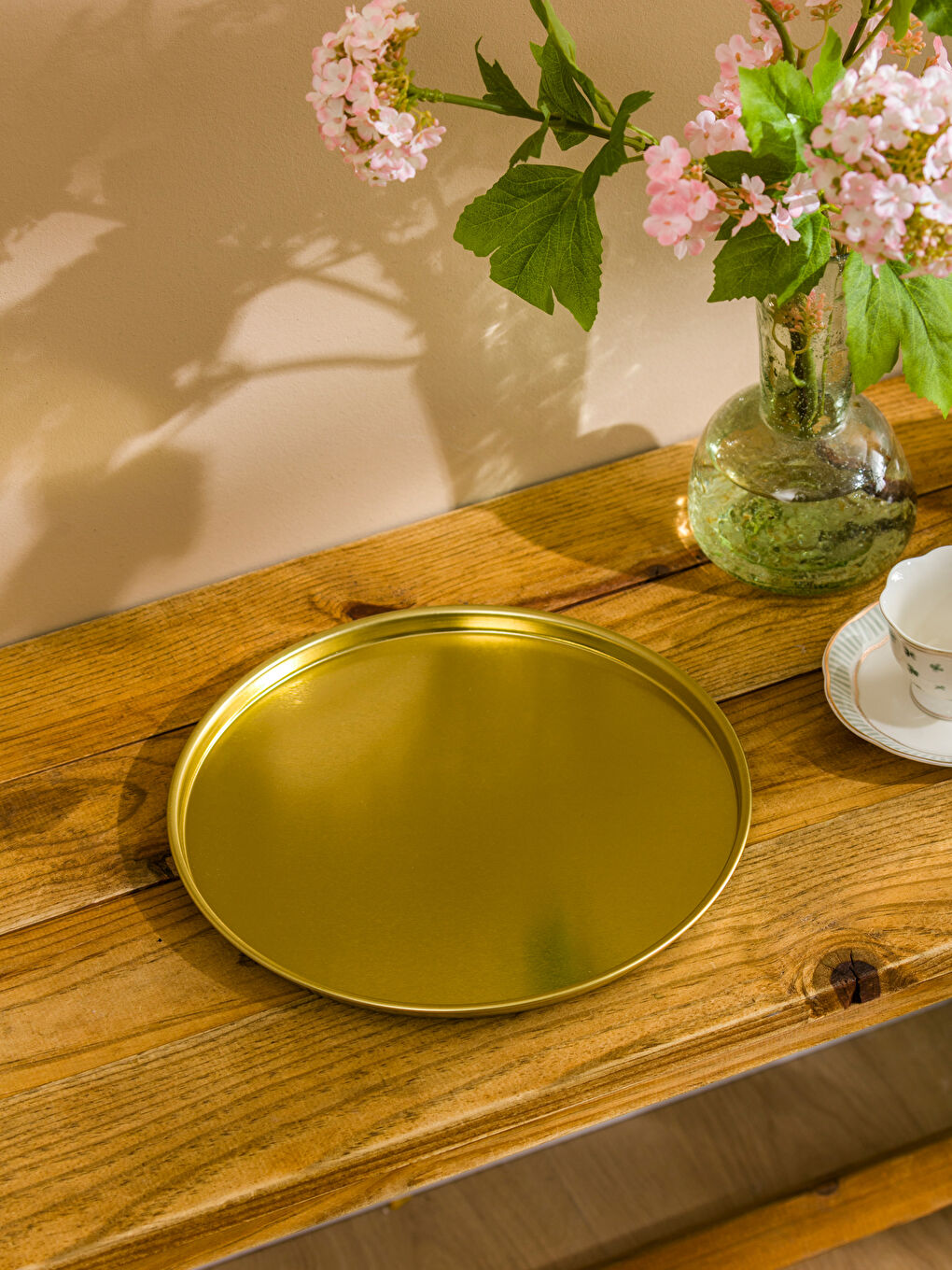 Sarı Dekoratif Metal Tepsi 25 cm-1