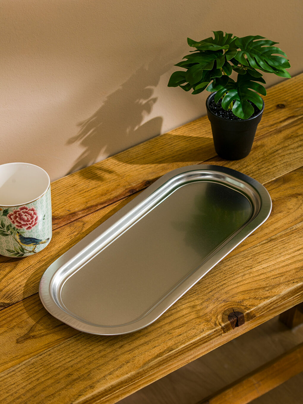 Gri Dekoratif Metal Tepsi 35 cm-1