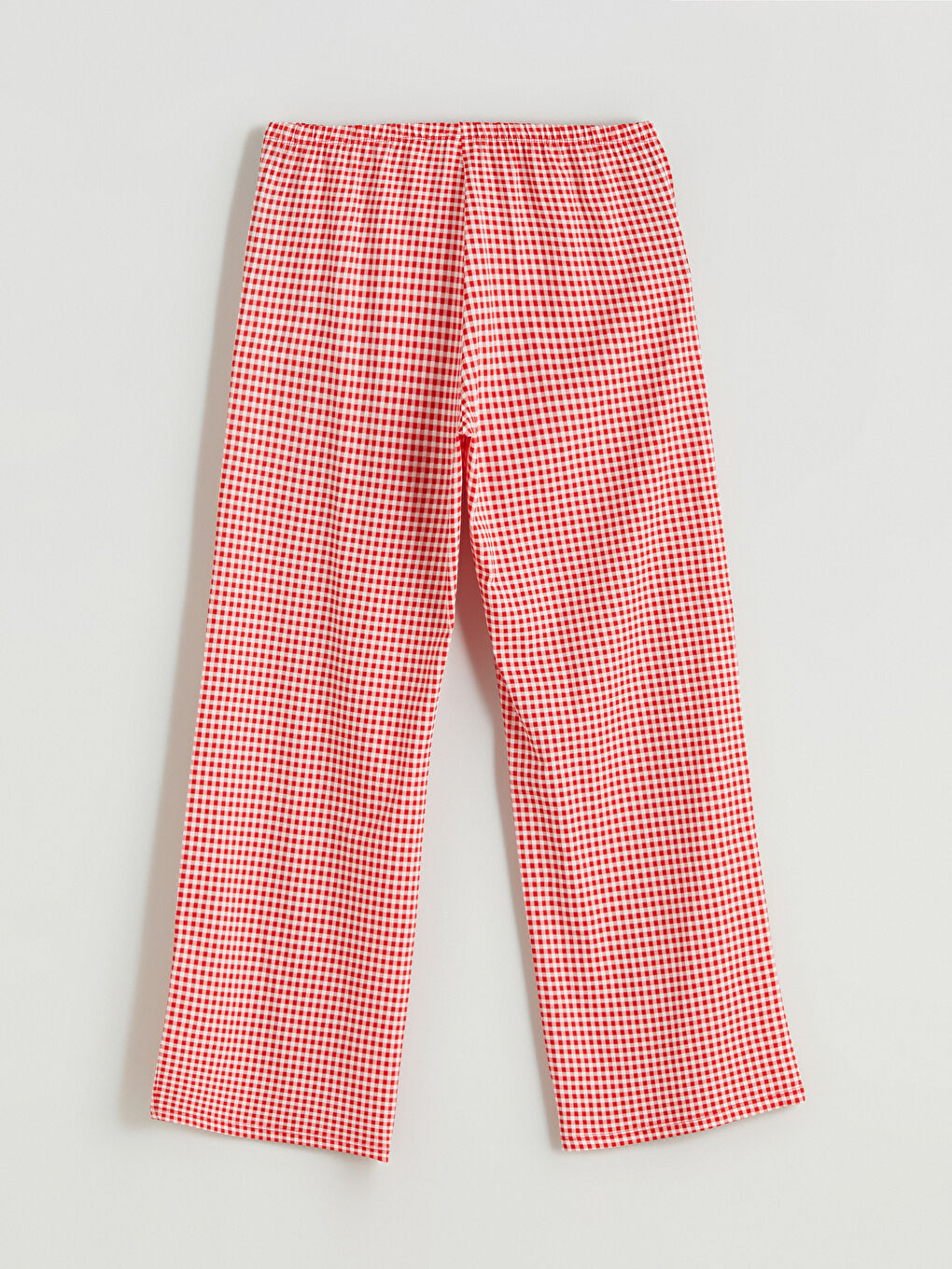 Kırmızı Petite Beli Lastikli Ekose Kadın Pijama Alt-1