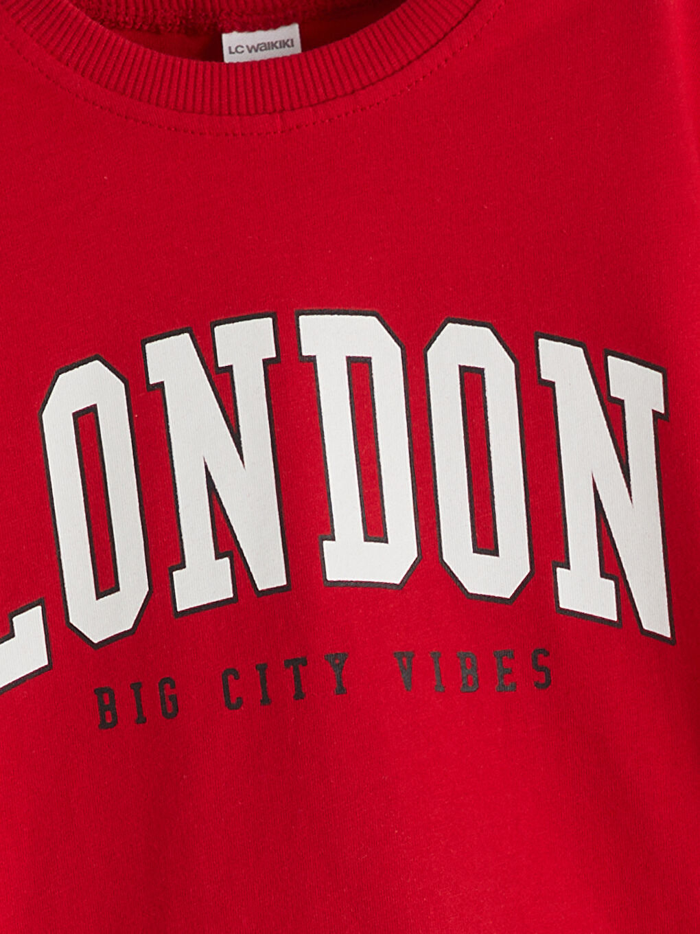 Kırmızı Bisiklet Yaka Baskılı Erkek Çocuk Tişört-1