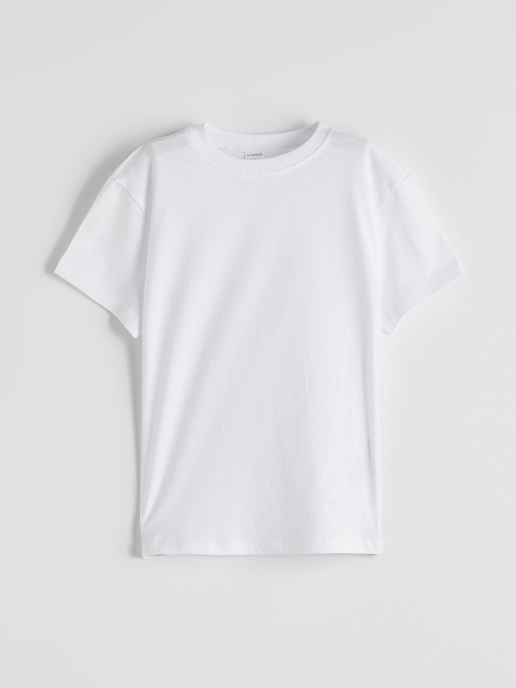 Beyaz Bisiklet Yaka Basic Erkek Çocuk Tişört