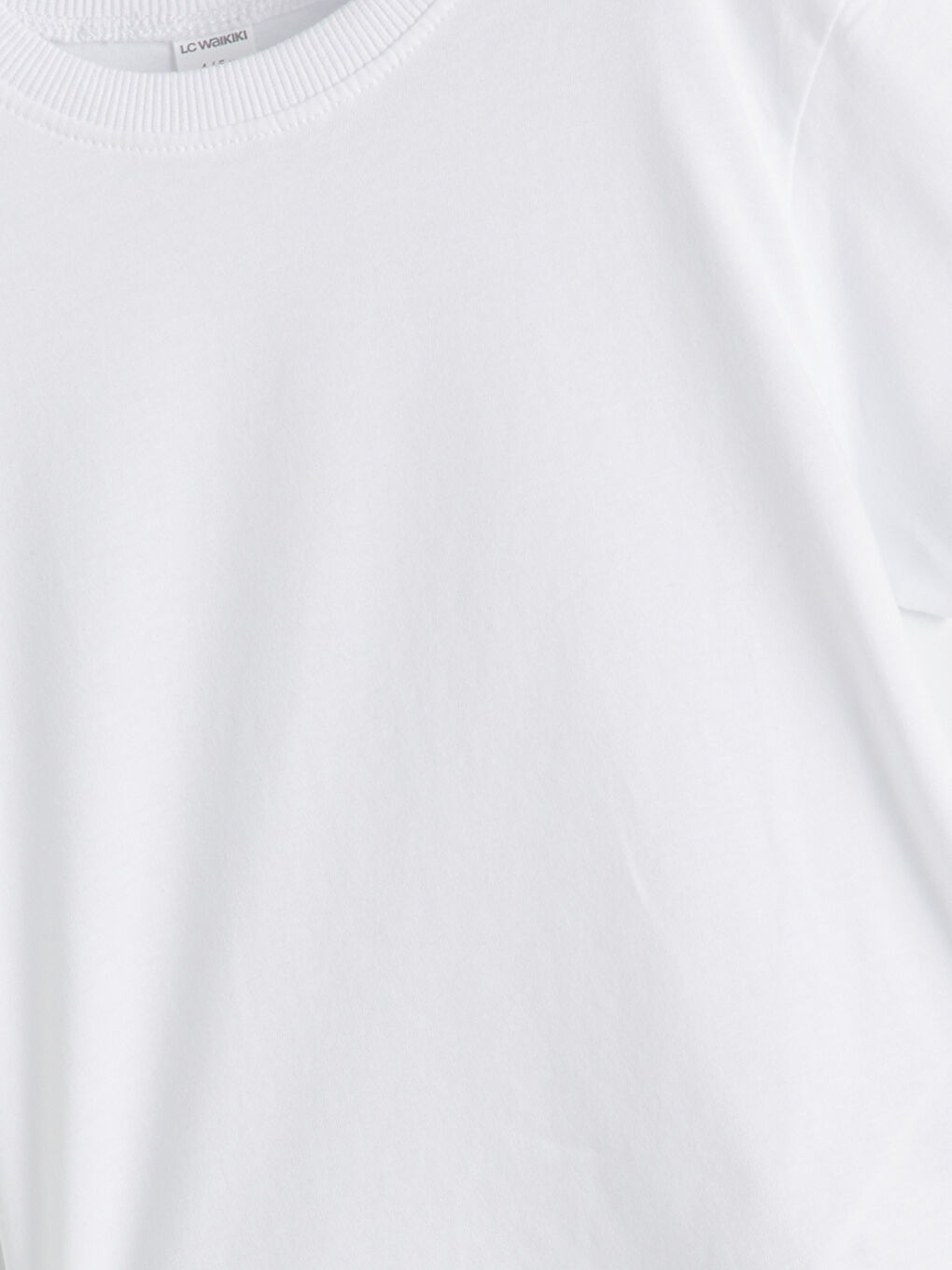 Beyaz Bisiklet Yaka Basic Erkek Çocuk Tişört-1