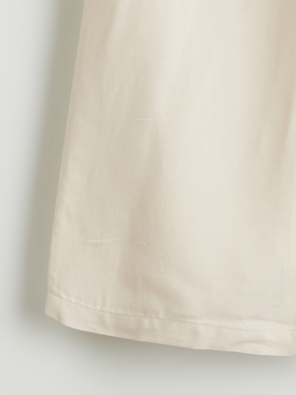 Bej Beli Lastikli Keten Karışımlı Kız Çocuk Pantolon-1