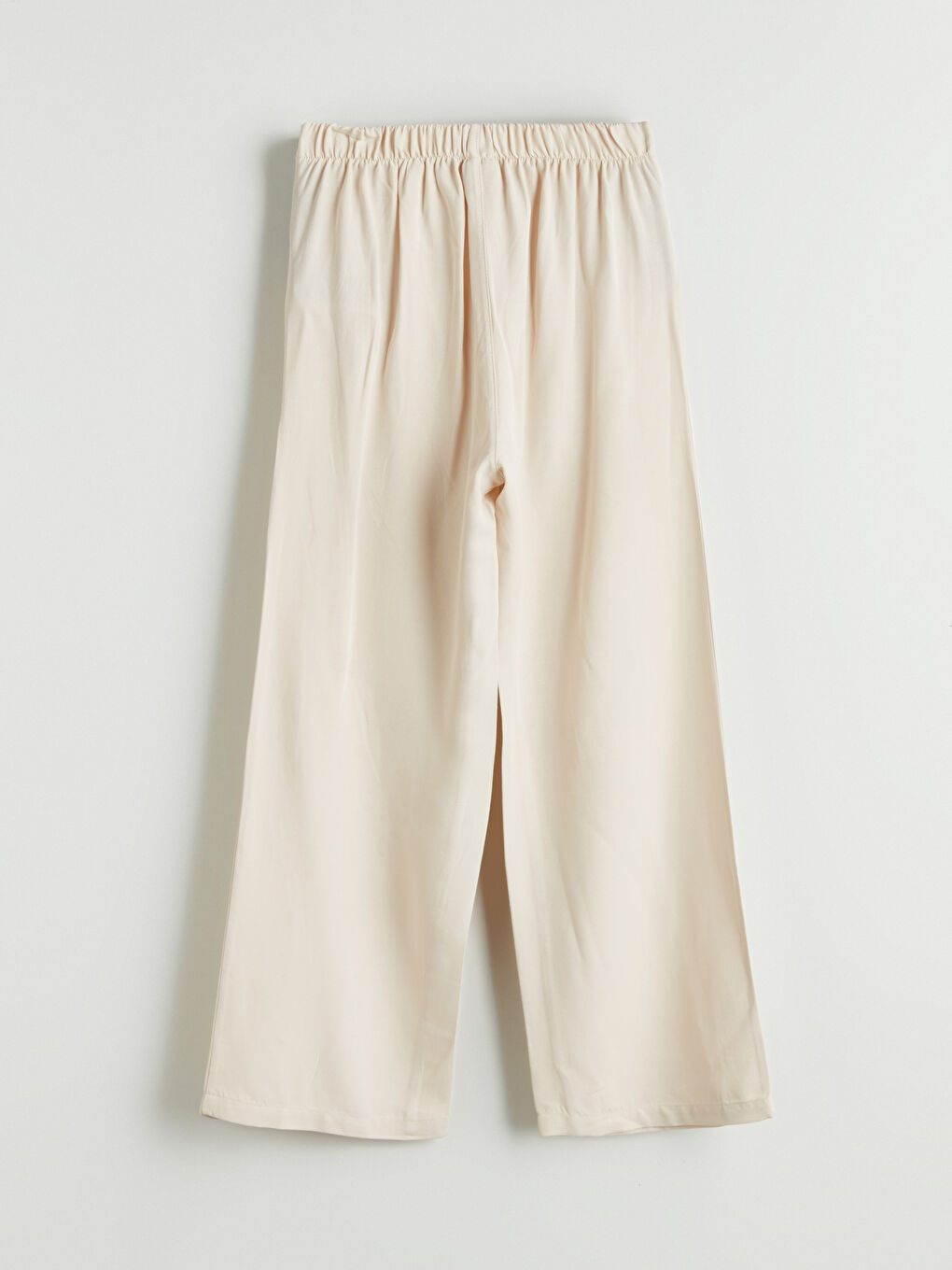 Bej Beli Lastikli Keten Karışımlı Kız Çocuk Pantolon-2