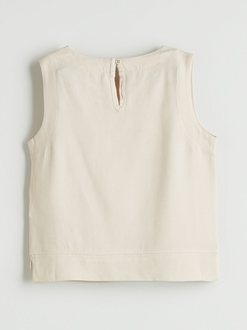 Bej Bisiklet Yaka Keten Karışımlı Kız Çocuk Bluz-2