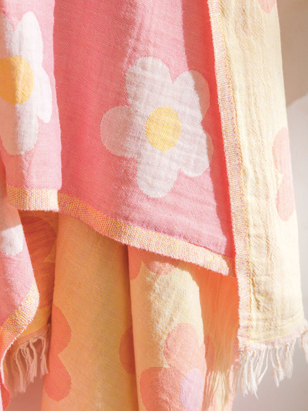 Pembe Çiçek Baskılı Pamuklu Peştamal Havlu-2