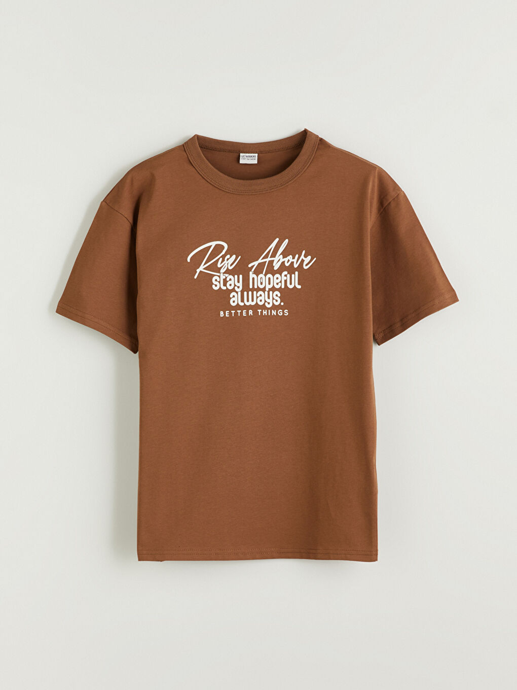 Kahverengi Bisiklet Yaka Erkek Çocuk Tişört