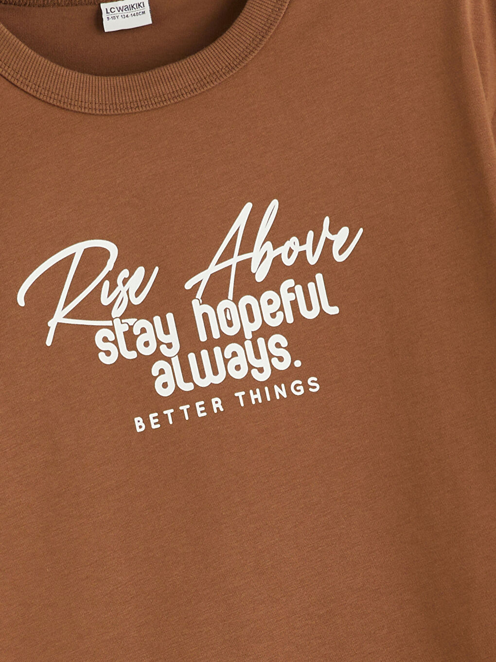 Kahverengi Bisiklet Yaka Erkek Çocuk Tişört-1