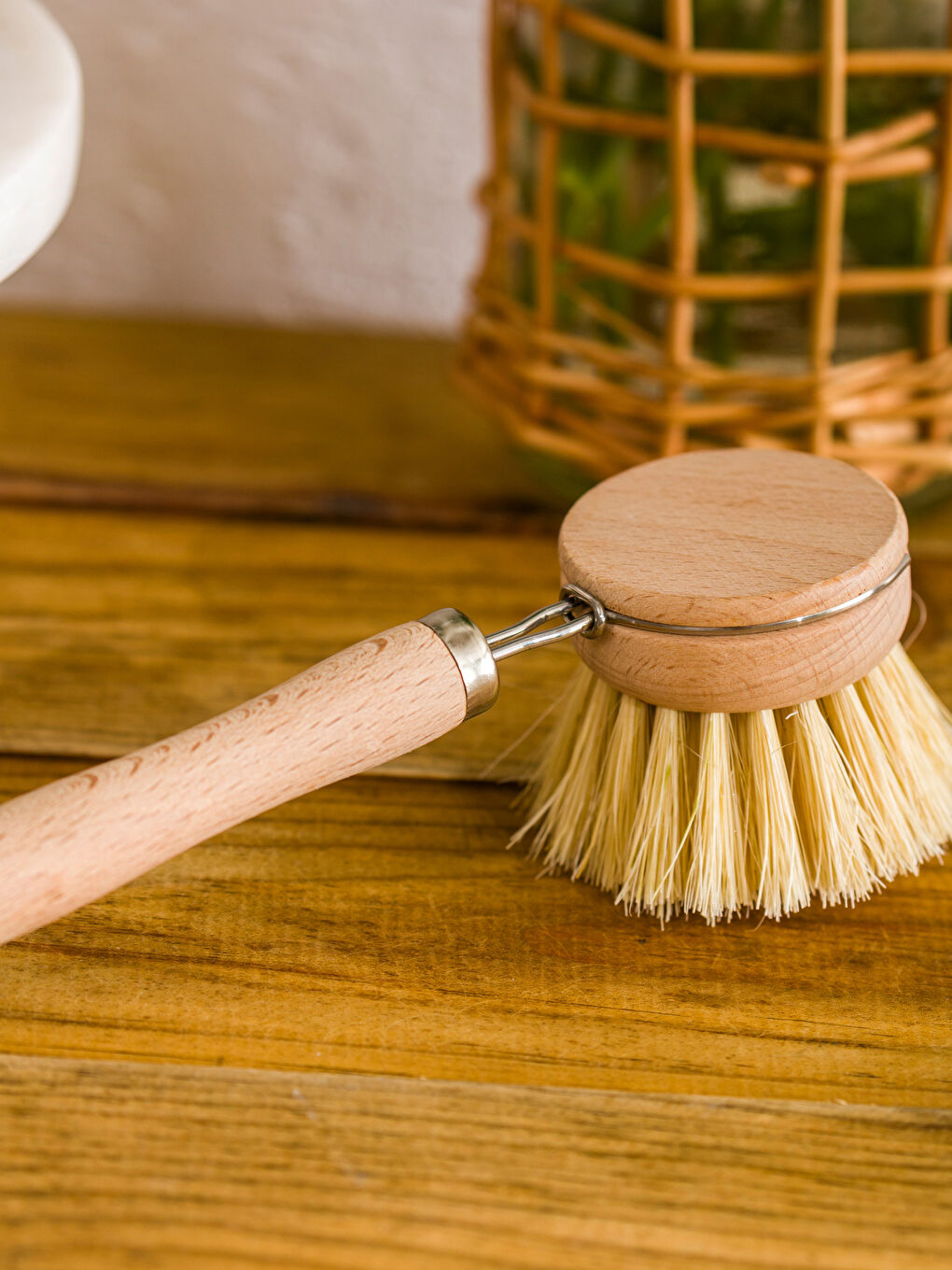 Bej Ahşap Bulaşık Fırçası-3