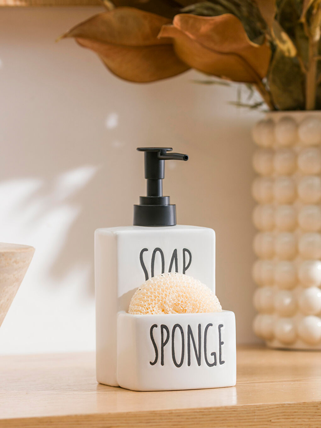 Ekru Baskılı Seramik Sabunluk