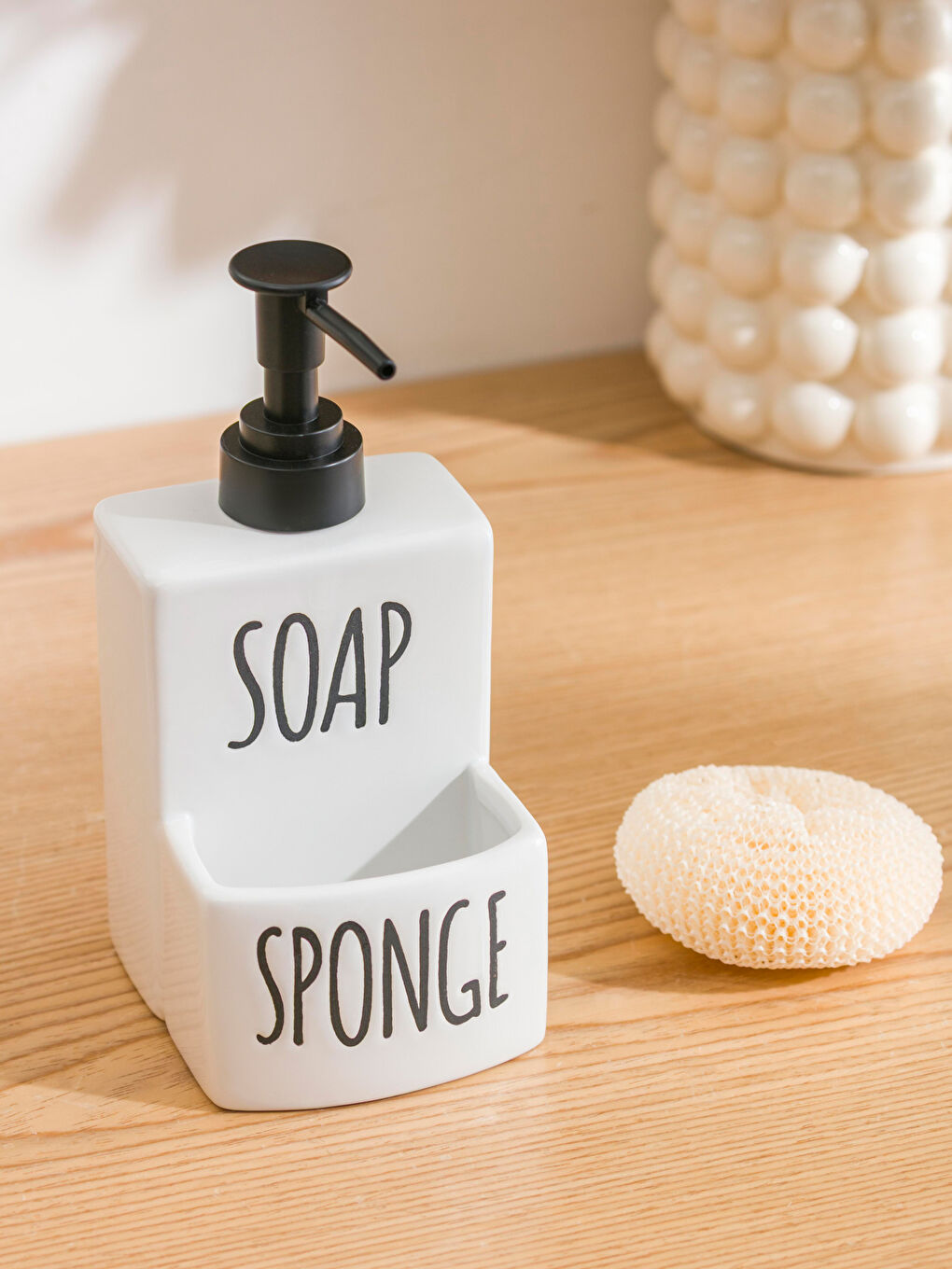 Ekru Baskılı Seramik Sabunluk-1