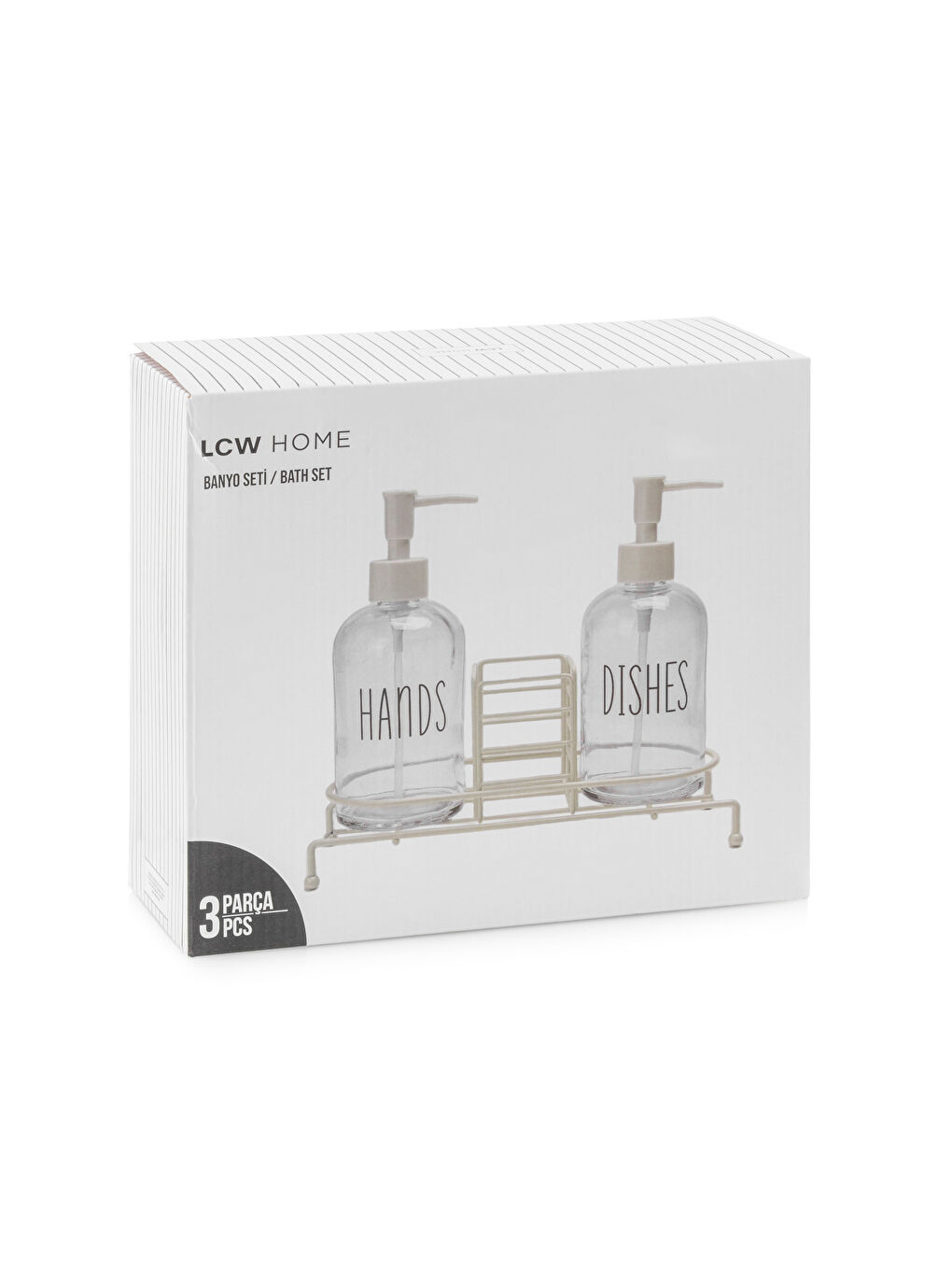 Ekru Standlı Sıvı Sabunluk Seti-3