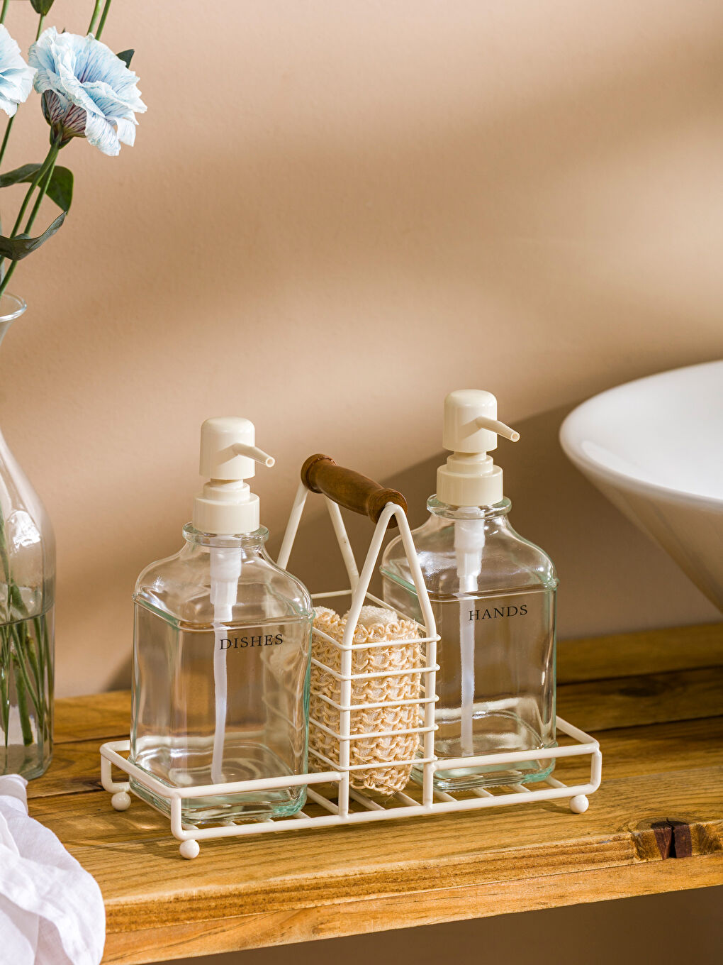 Renksiz Metal Standlı Sabunluk Seti