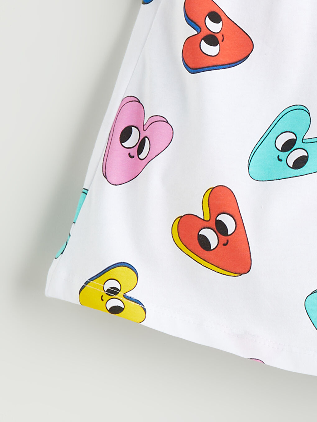 Beyaz Beli Lastikli Kız Çocuk Pijama Şort-1