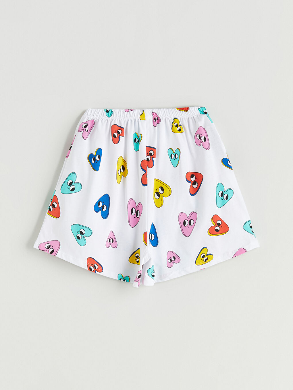 Beyaz Beli Lastikli Kız Çocuk Pijama Şort-2