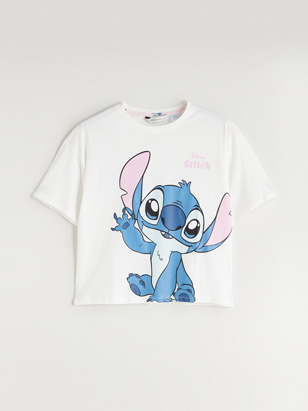 Ekru Bisiklet Yaka Stitch Baskılı Kadın Pijama Üstü