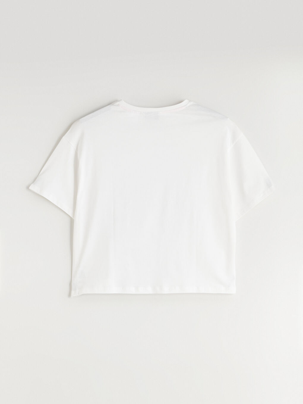 Ekru Bisiklet Yaka Stitch Baskılı Kadın Pijama Üstü-1