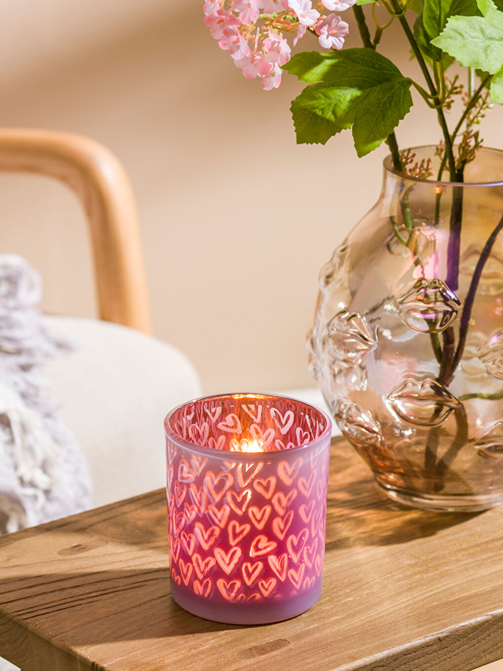 Karışık Kalp Desenli Mumluk	