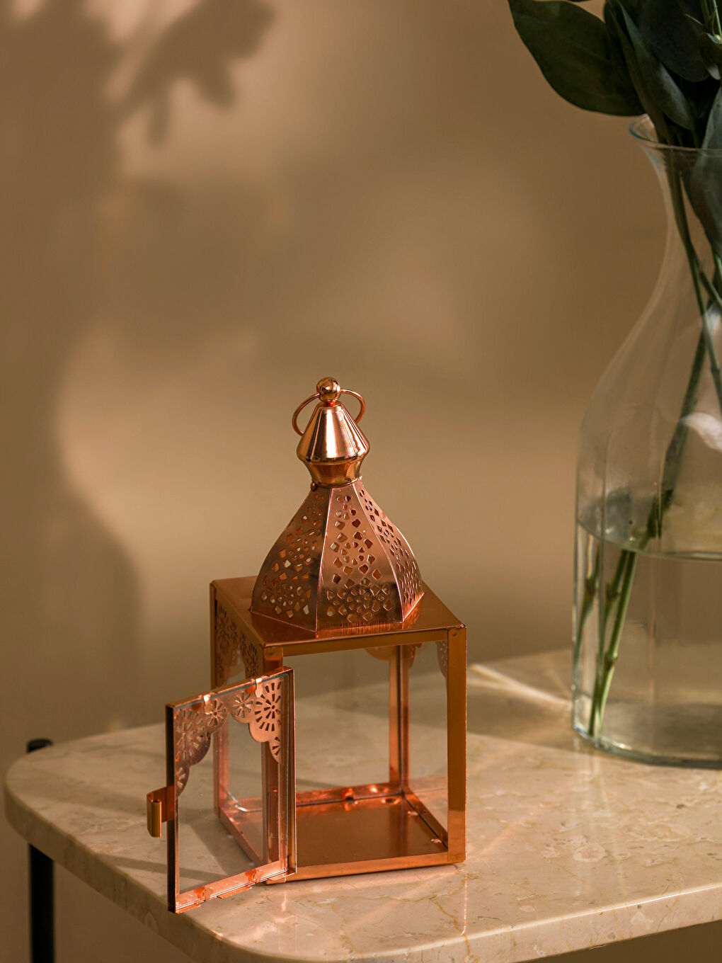 Sarı Fener Görünümlü Metal Mumluk 18 cm-2