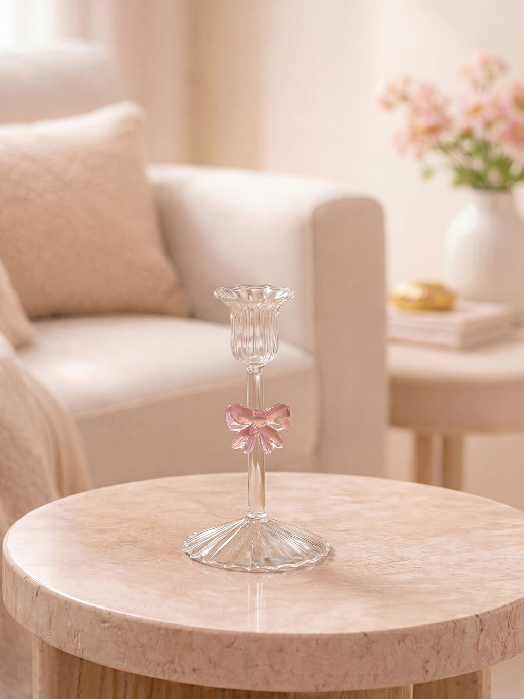 Стеклянный подсвечник 17 см-1