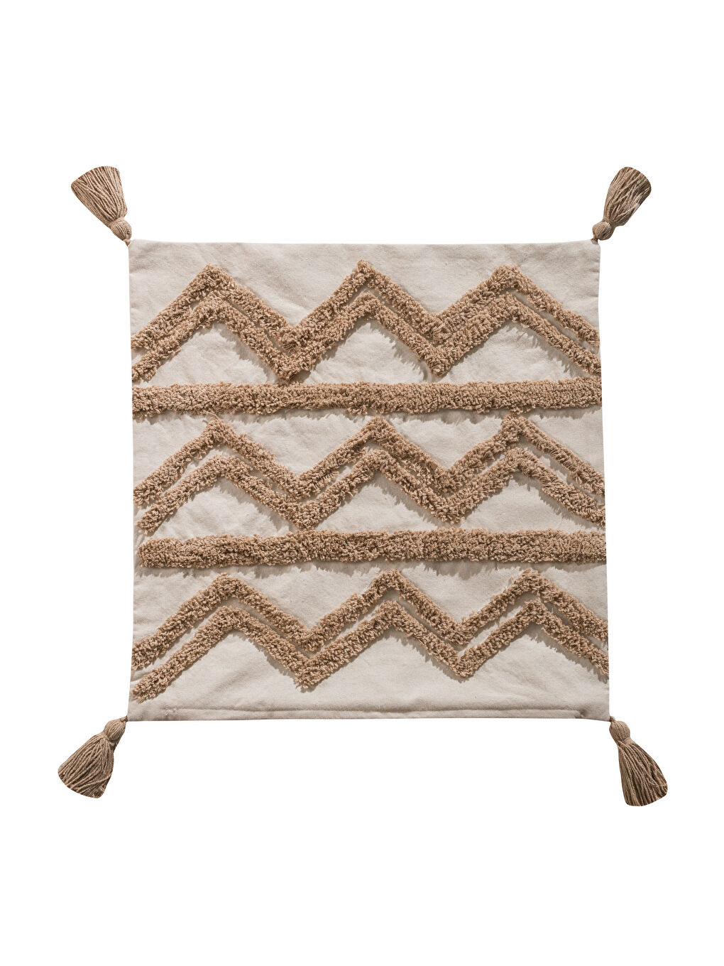Bej Püsküllü Kırlent Kılıfı 45x45 cm-5