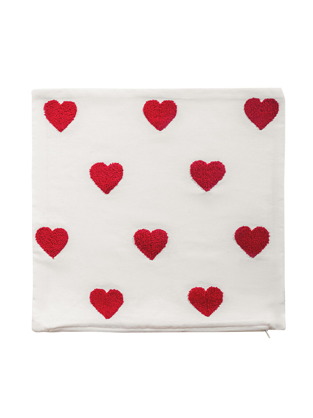 Kırmızı Kalp Baskılı Kırlent Kılıfı 45x45 cm-4