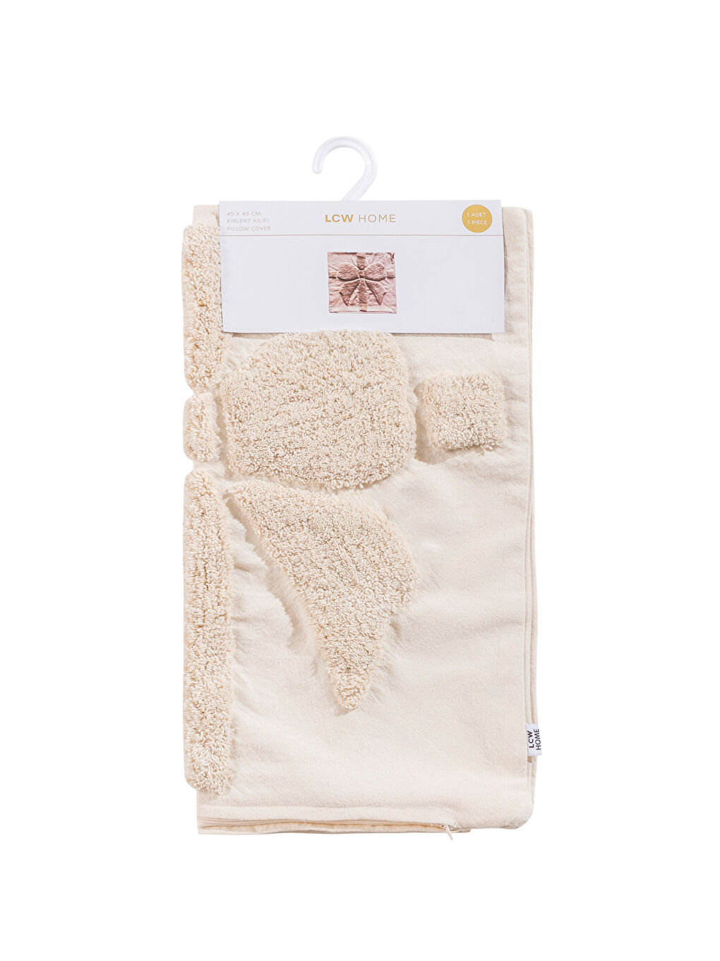 Bej Fiyonk Baskılı Pelüş Kırlent 45x45 cm-4