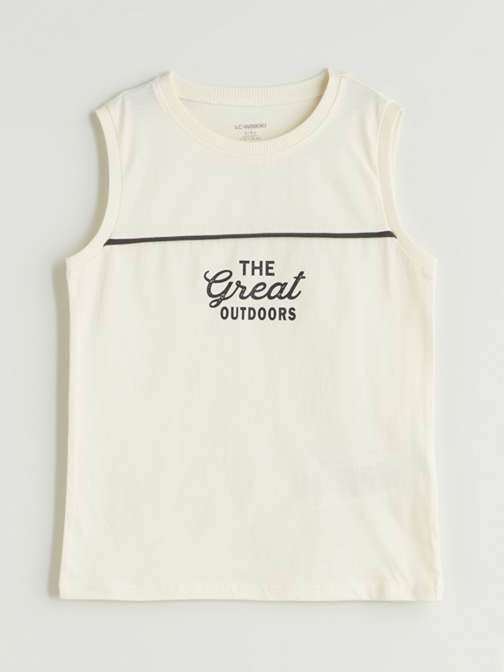 Bej Bisiklet Yaka Baskılı Erkek Çocuk Atlet