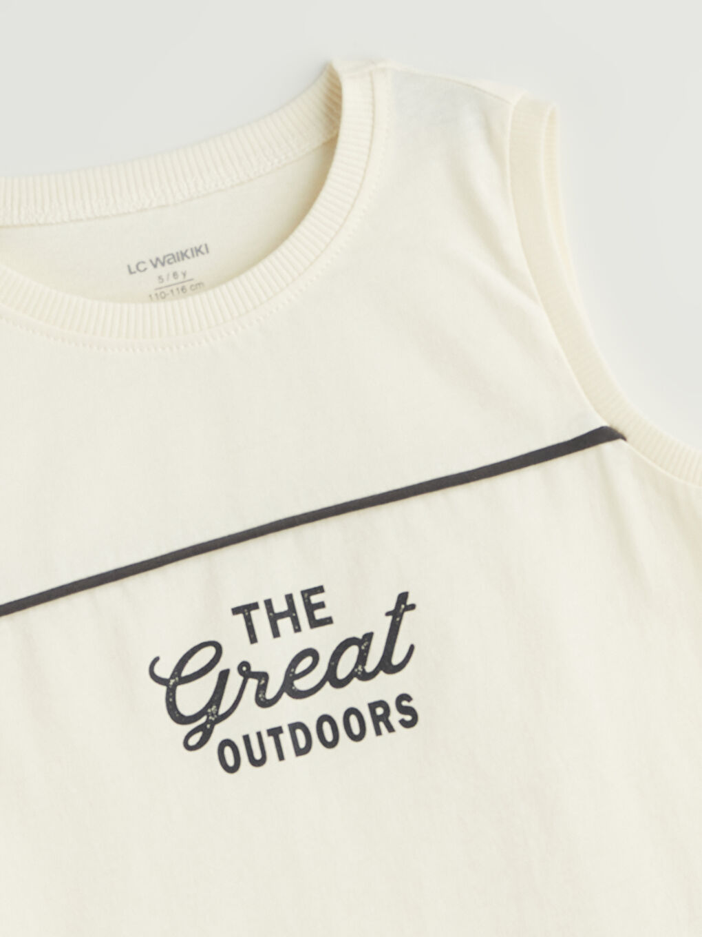 Bej Bisiklet Yaka Baskılı Erkek Çocuk Atlet-1