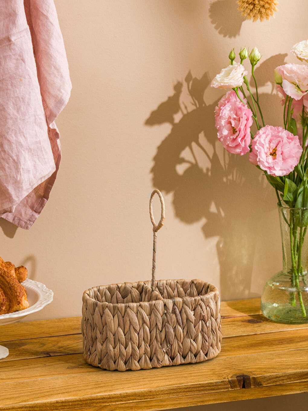 Kahverengi Hasır Mutfak Organizer Sepet 20 cm-1