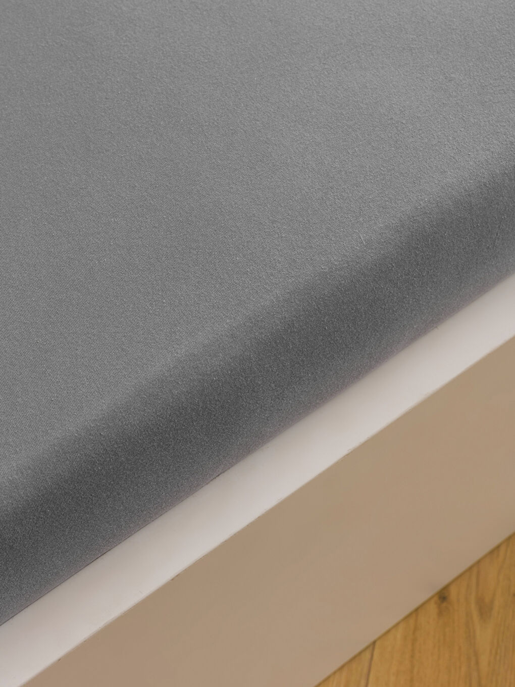 Gri Pamuklu Çift Kişilik Lastikli Çarşaf-1