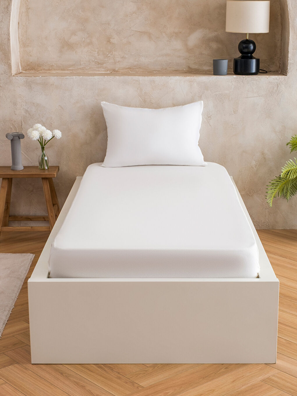 Ekru Tek Kişilik Lastikli Çarşaf