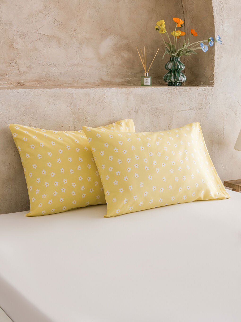 Karışık Puantiye Desenli Pamuklu Yastık Kılıfı 2'li 50x70 cm