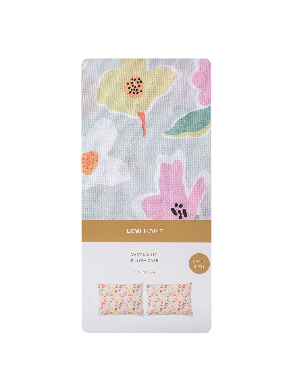 Karışık Çiçek Desenli Yastık Kılıfı 2'li 50x70 cm-3