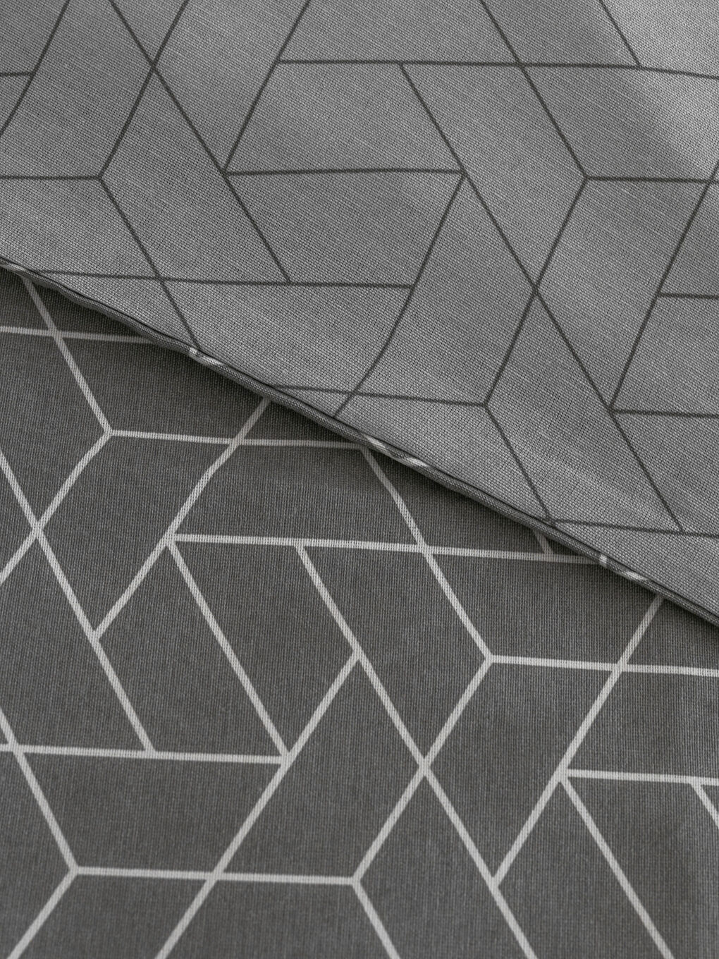 Gri Geometrik Desenli Tek Kişilik Nevresim Seti-4