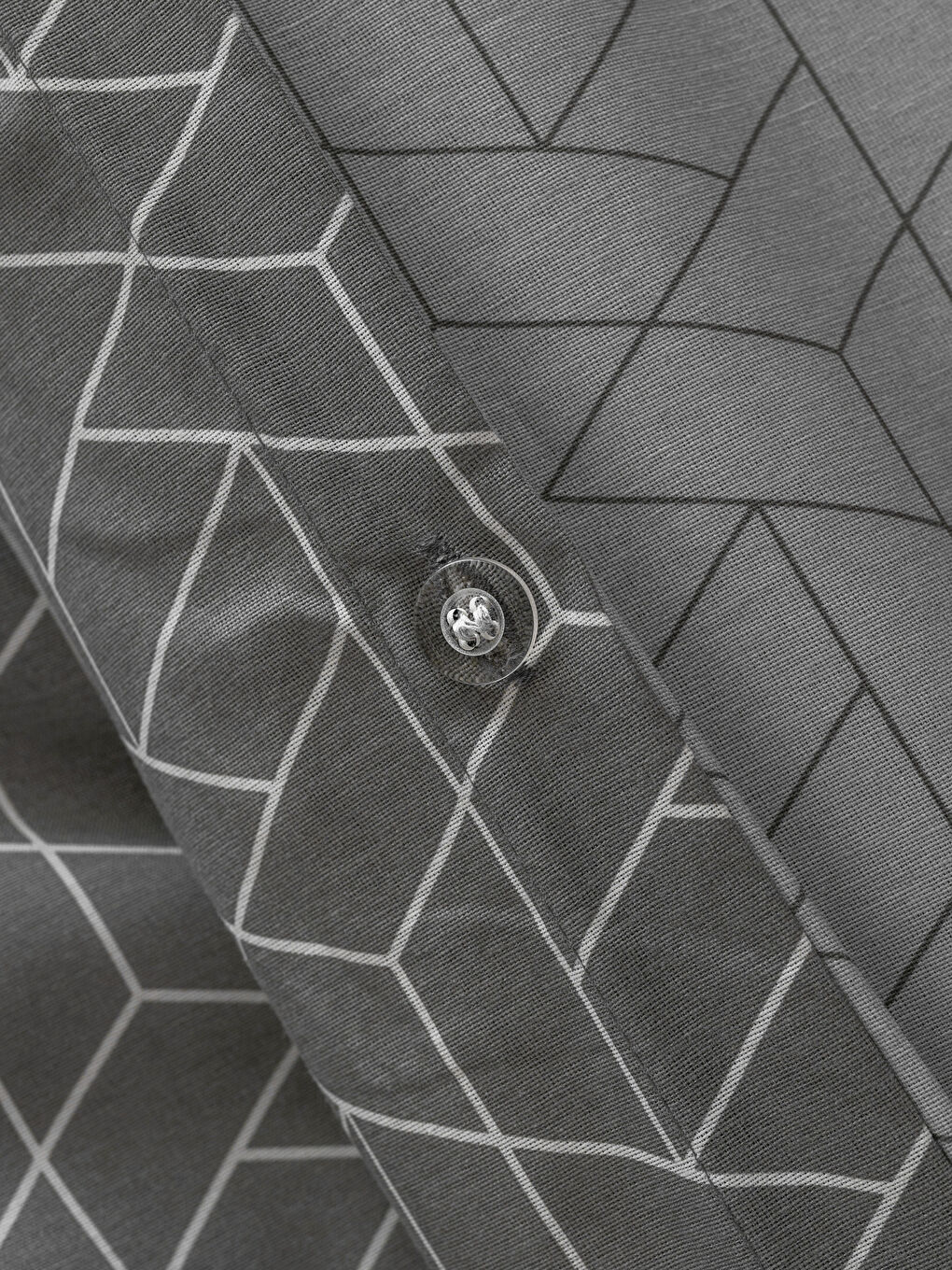 Gri Geometrik Desenli Tek Kişilik Nevresim Seti-5