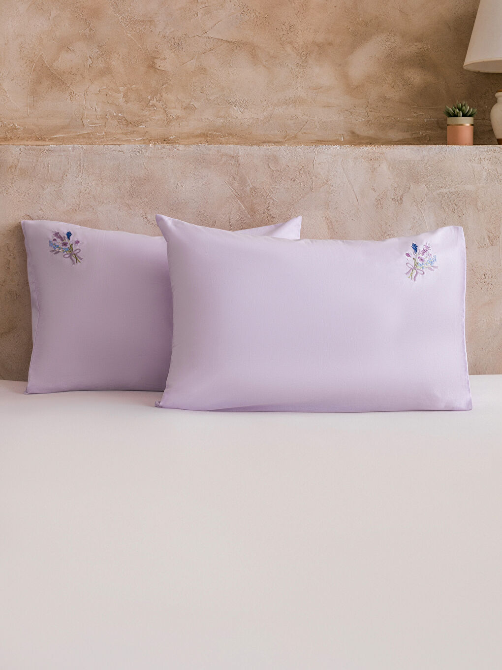 غطاء وسادة مطرز زهري من القطن 50x70 سم-1