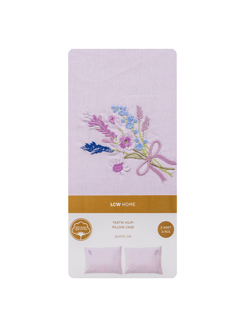 غطاء وسادة مطرز زهري من القطن 50x70 سم-3