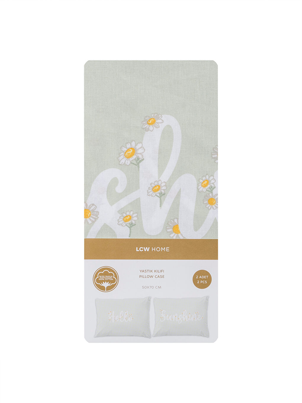 Yeşil Baskılı Yastık Kılıfı 2'li 50x70 cm-3