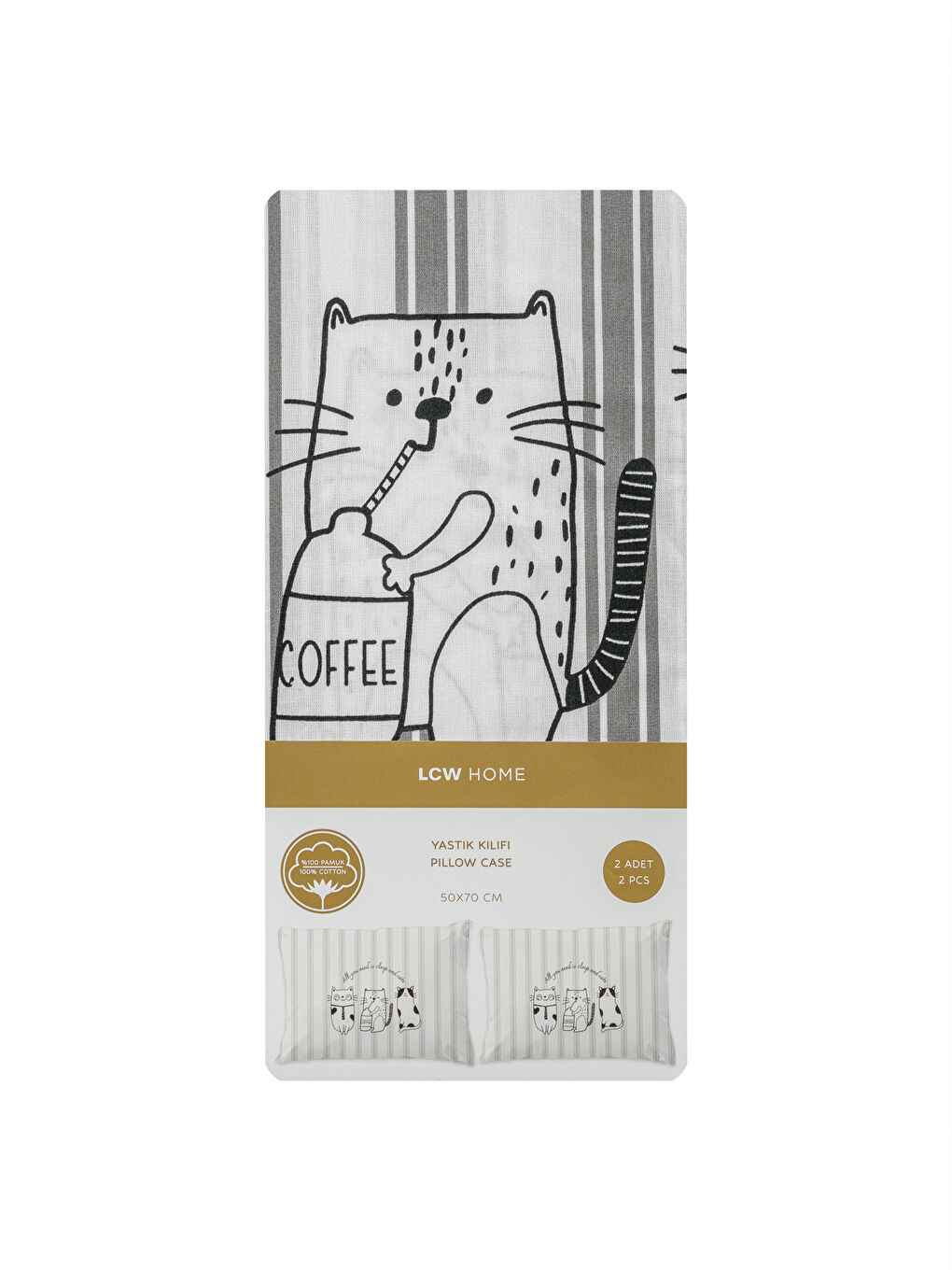 Siyah Baskılı Yastık Kılıfı 2'li 50x70 cm-3