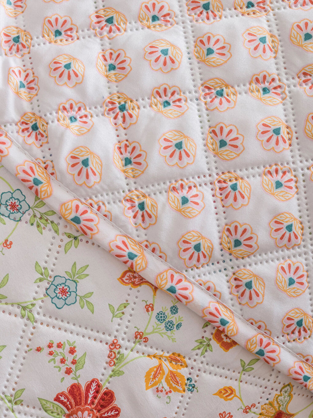 Karışık Çiçek Desenli Çift Kişilik Yatak Örtüsü 200x220 cm-3