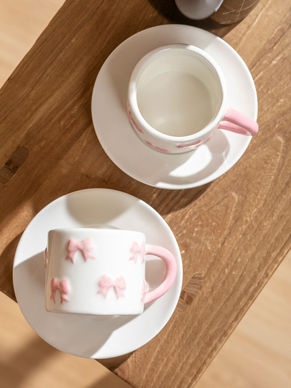 Pembe Fiyonk BaskıIı 2 Kişilik Seramik Kahve Fincan Takımı 100 ml-1