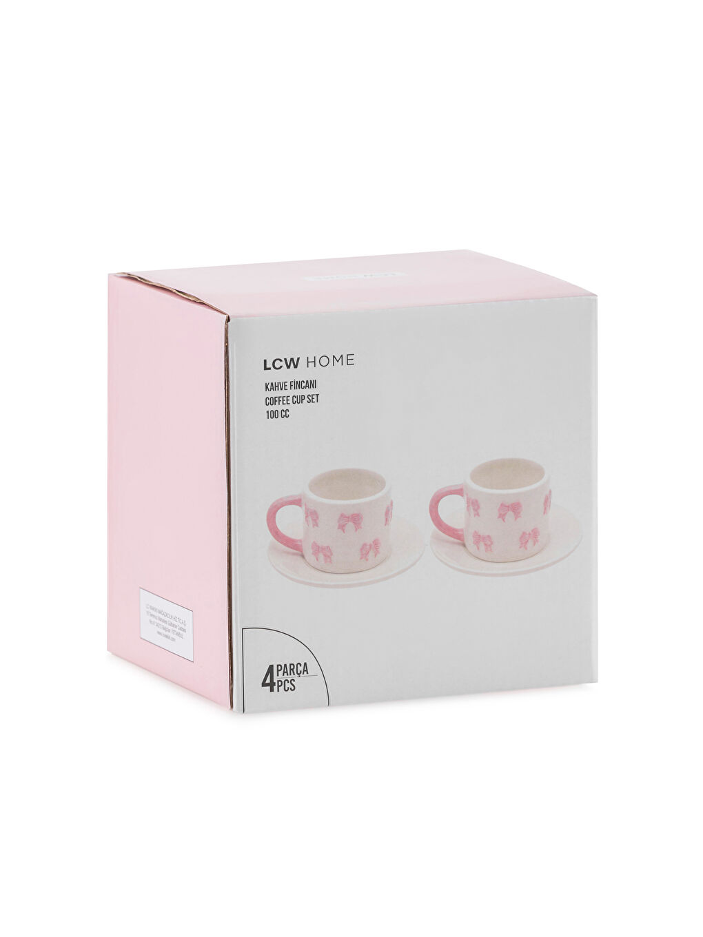 Pembe Fiyonk BaskıIı 2 Kişilik Seramik Kahve Fincan Takımı 100 ml-3