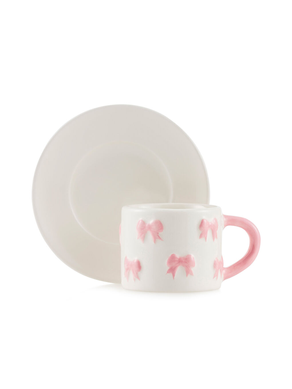 Pembe Fiyonk BaskıIı 2 Kişilik Seramik Kahve Fincan Takımı 100 ml-4