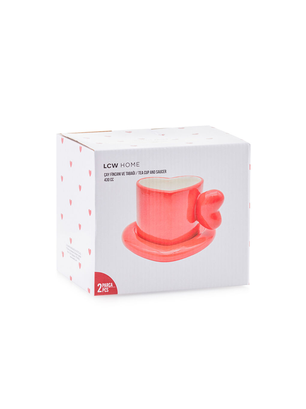 Kırmızı Kalp Figürlü Seramik Çay Fincanı 430 ml-3
