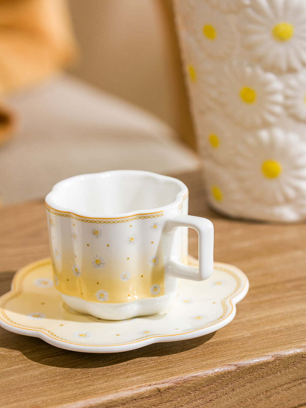 Sarı 2 Kişilik Porselen Kahve Fincan Takımı 90 ml-2