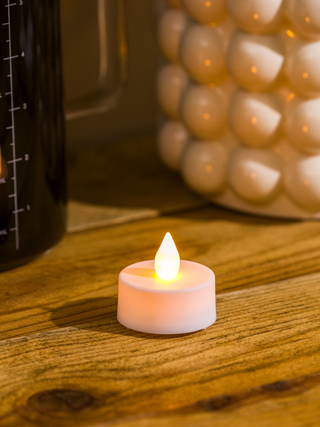 Beyaz Dekoratif Led Mum 4'lü