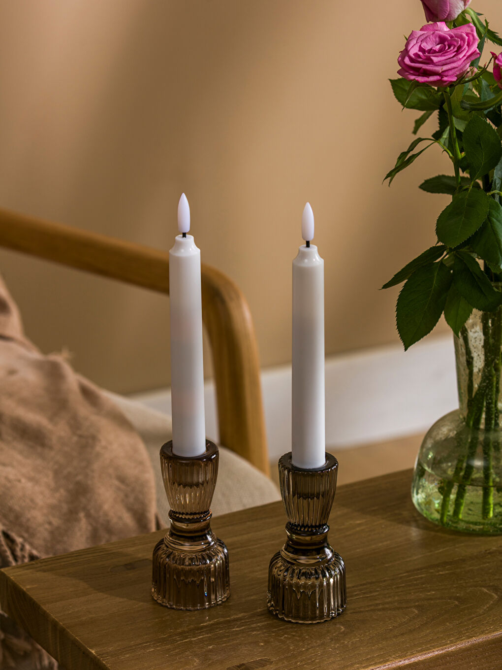 Beyaz Dekoratif Pilli Mum 2'li-1
