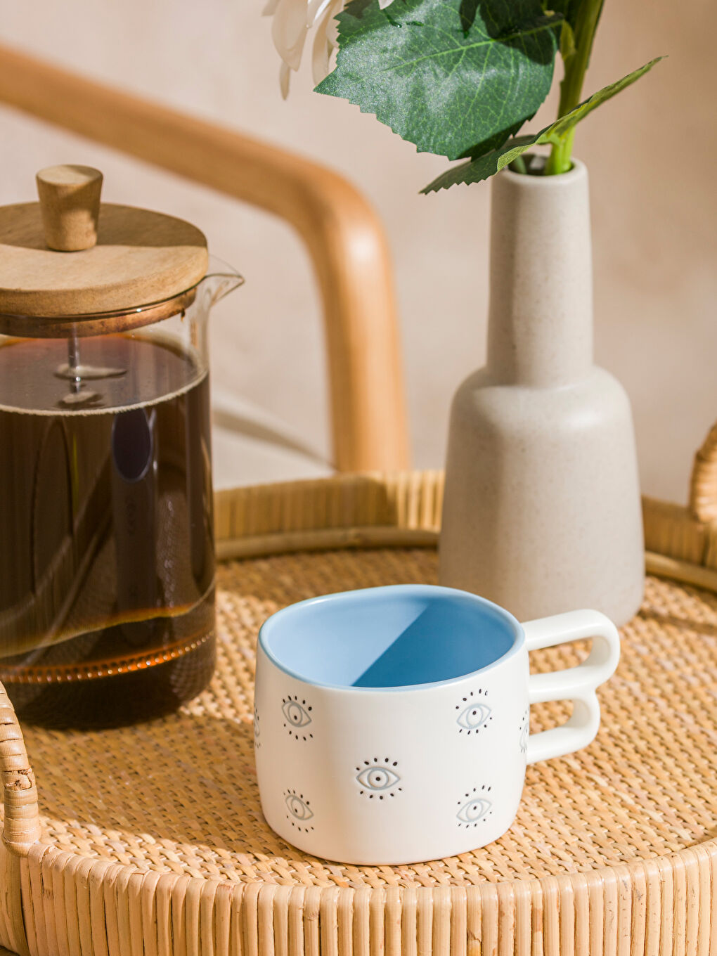 Mavi Göz Baskılı Seramik Kupa 315 ml